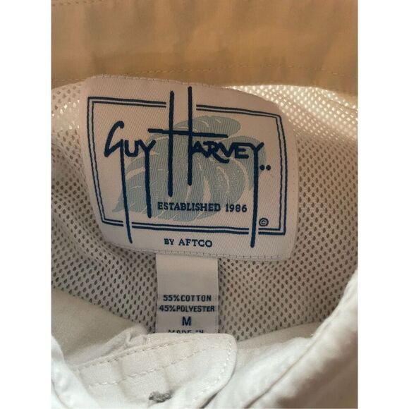 Guy Harvey AFTCO Vented Fishing/ Marlin Shirt Tan M  Short Sleeve Button Up - Picture 8 of 10